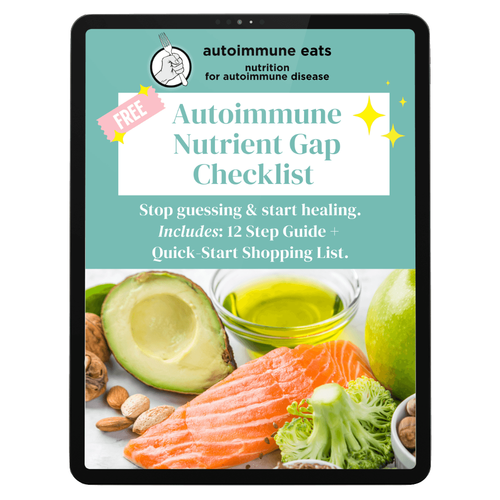 Cover image of Autoimmune Nutrient Gap Checklist in a tablet.