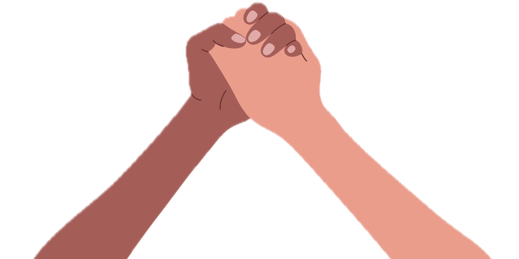 decorative image: two hands clasping wrists in a gesture of solidarity and support
